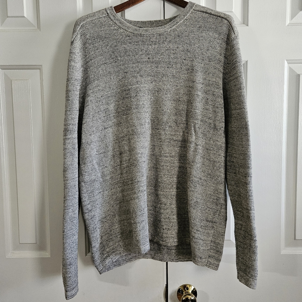 Michael Kors Mens Thermal Shirt XL Pullover Waffle Knit Gray Wool Blend Sweater